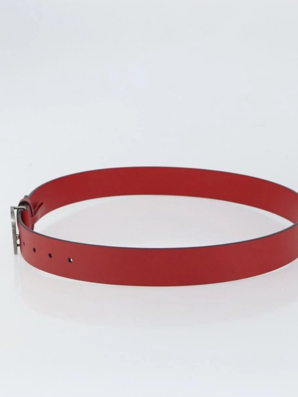 GUCCI Interlocking G Belt Leather 42.9" Red Silver - Picture 3 of 11